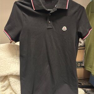Moncler Black Polo with Red and White Accents